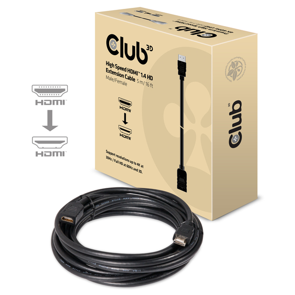 CLUB 3D CAC-1320 HDMI 2.0 cable, with Ethernet, 5 m, Black