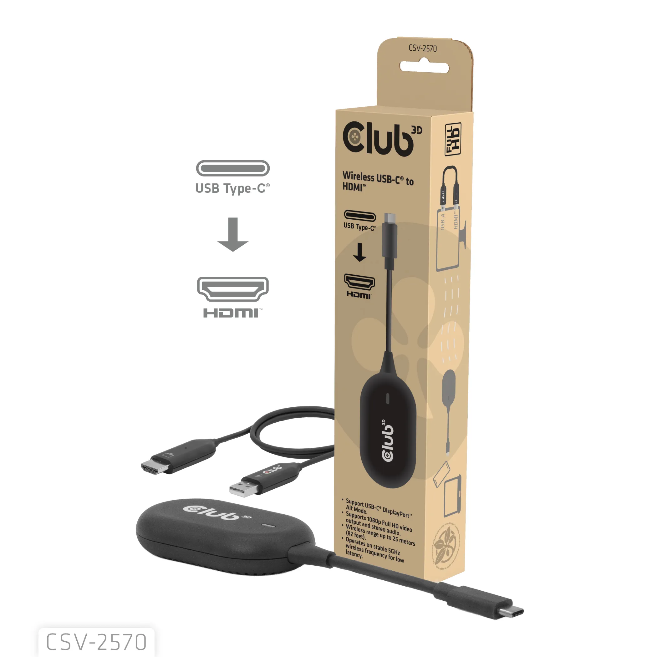 Club3D langaton USB-C&ndash;HDMI-sovitin