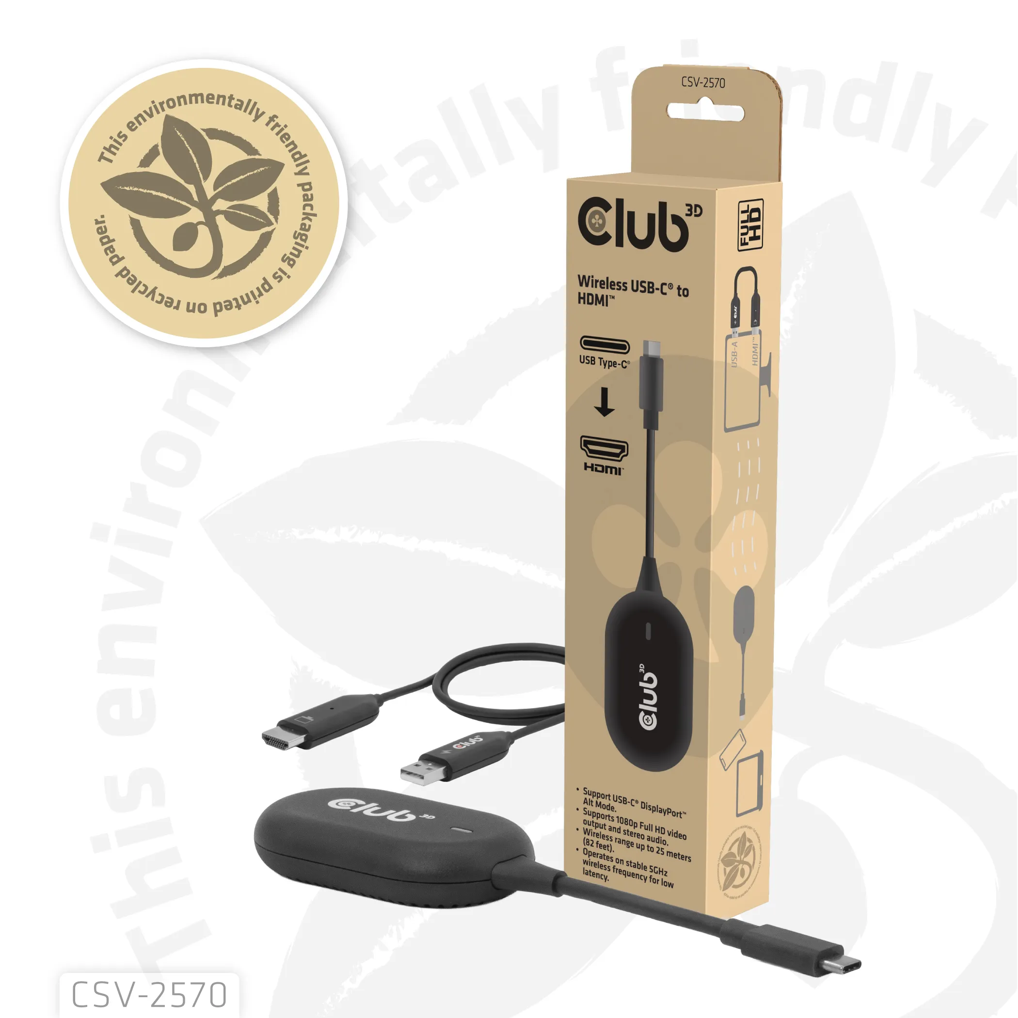 Club3D langaton USB-C&ndash;HDMI-sovitin