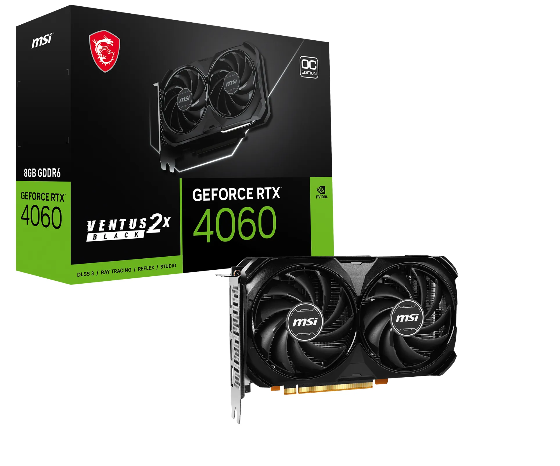 MSI GeForce RTX 4060 Ventus 2X Black OC 8 Gt -näytönohjain