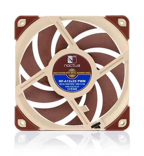 Noctua NF-A12x25 5V, 120mm, PWM -chassi fl&auml;kt, Beige/Red