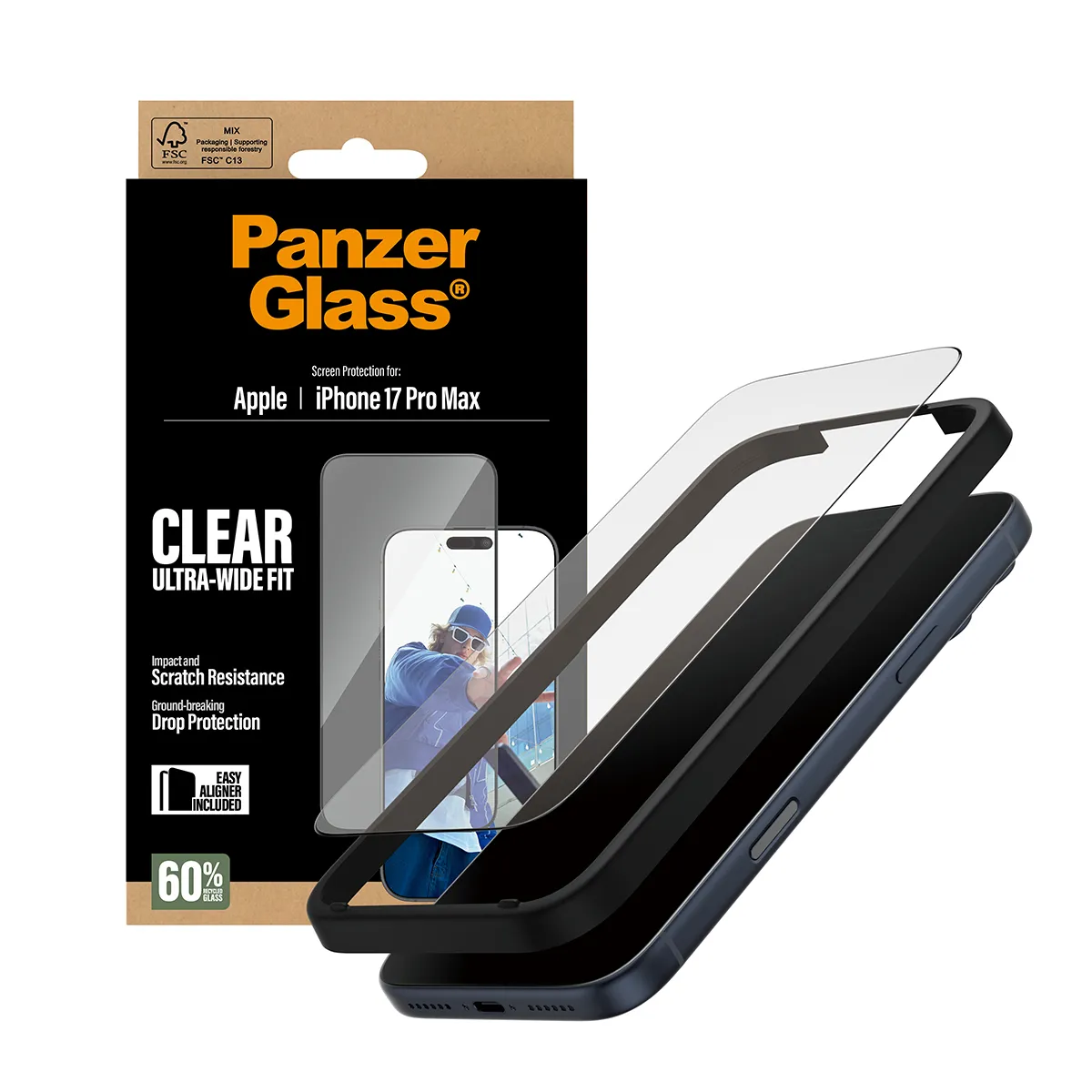 Panzerglass iPhone 17 Pro Max -n&auml;yt&ouml;nsuoja, Ultra Wide Fit