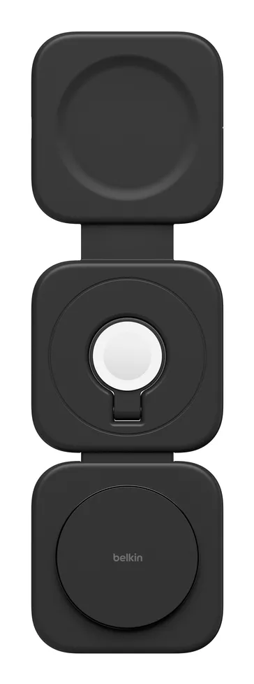 Belkin Boost Charge Pro 3 in 1 Folding Travel Wireless Charging Pad with Qi2 Magnetic 15w with travel tips - wireless charger, Black