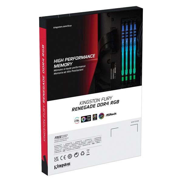 Kingston Fury Renegade RGB 32 Gt (4 x 8 Gt) DDR4 3600MHz, CL16 -muisti, Musta