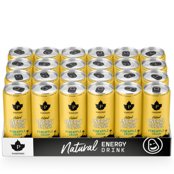 Puhdistamo Natural Energy Drink Pineapple Crush Strong - 330 ml 24-pack