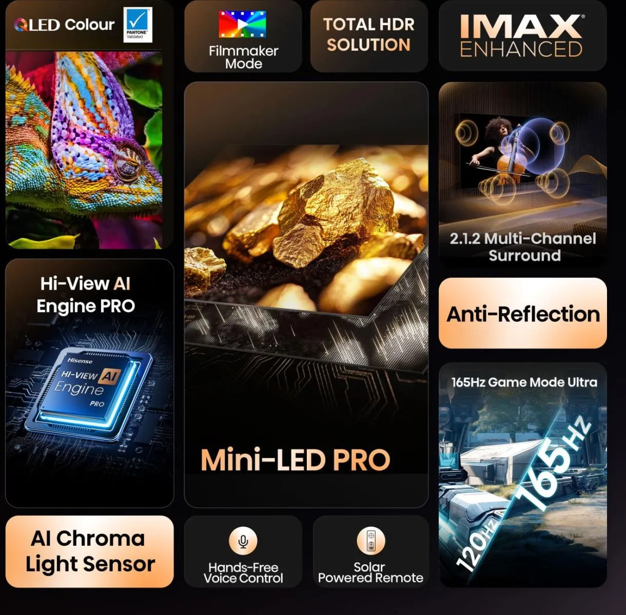 Hisense 100U7Q PRO 100" 4K Mini LED VIDAA TV, 165 Hz, Dolby Vision IQ, HDR10+