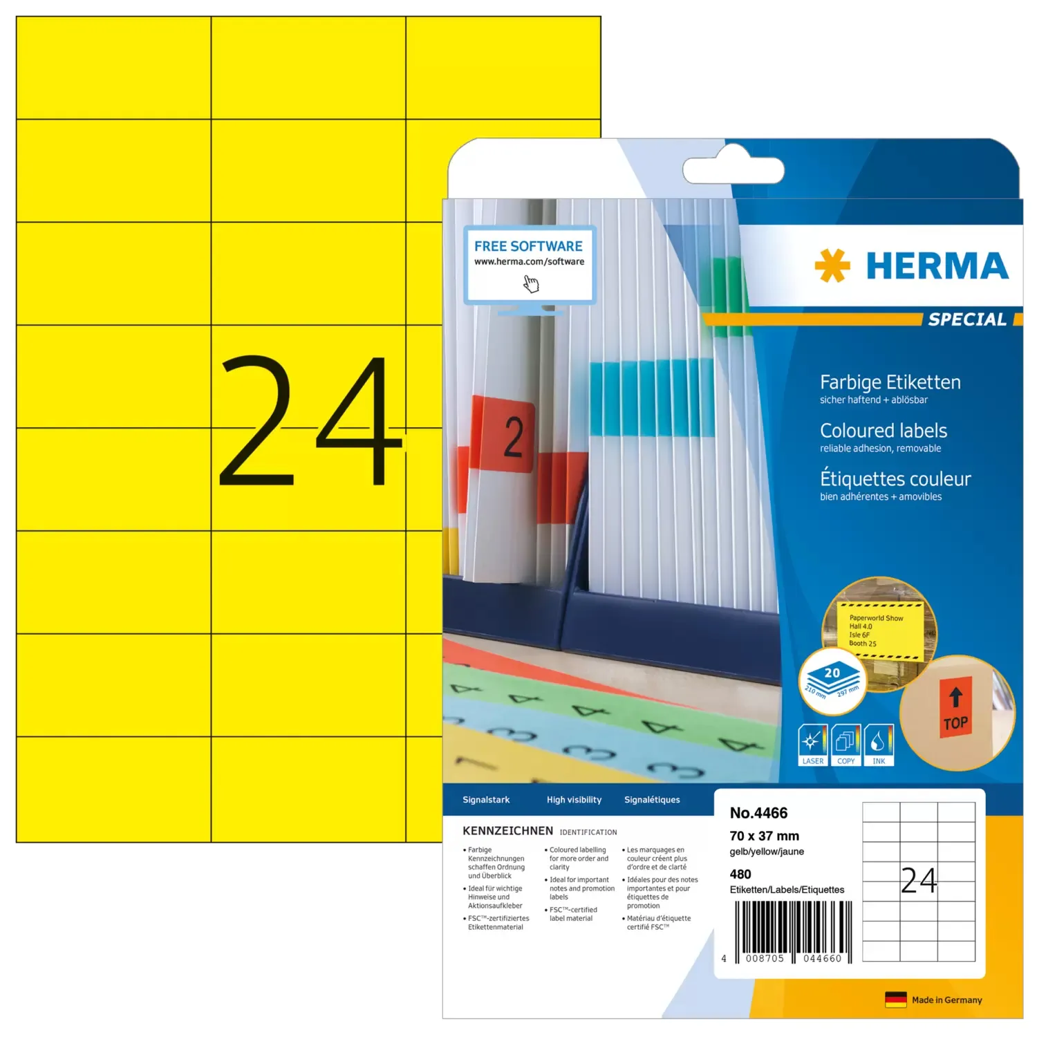 Herma label Special 70x37 yellow (480)