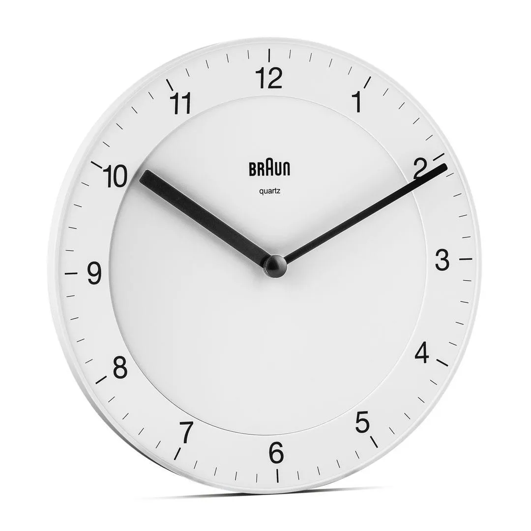 Braun BC 06 W Rund analog v&auml;ggklocka - Vit