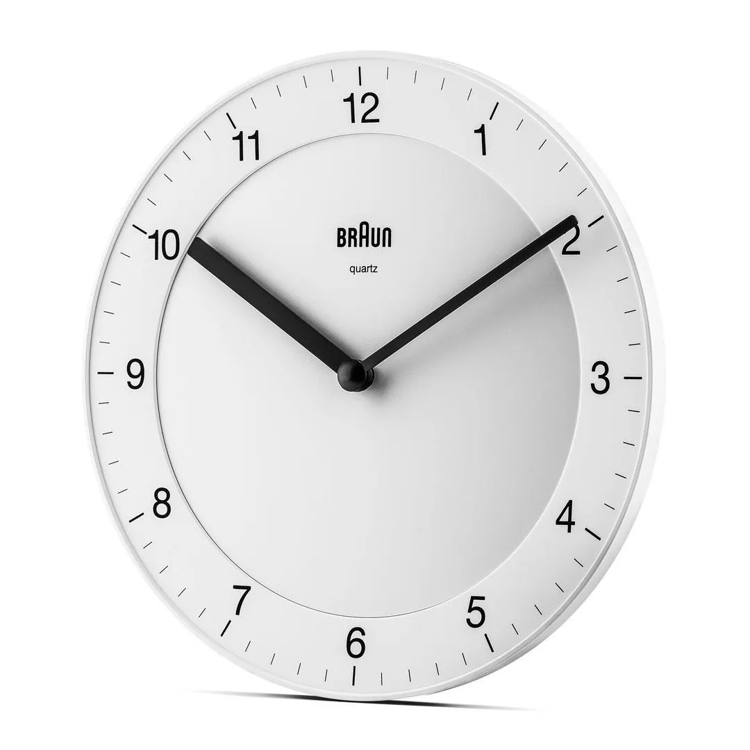 Braun BC 06 W Rund analog v&auml;ggklocka - Vit