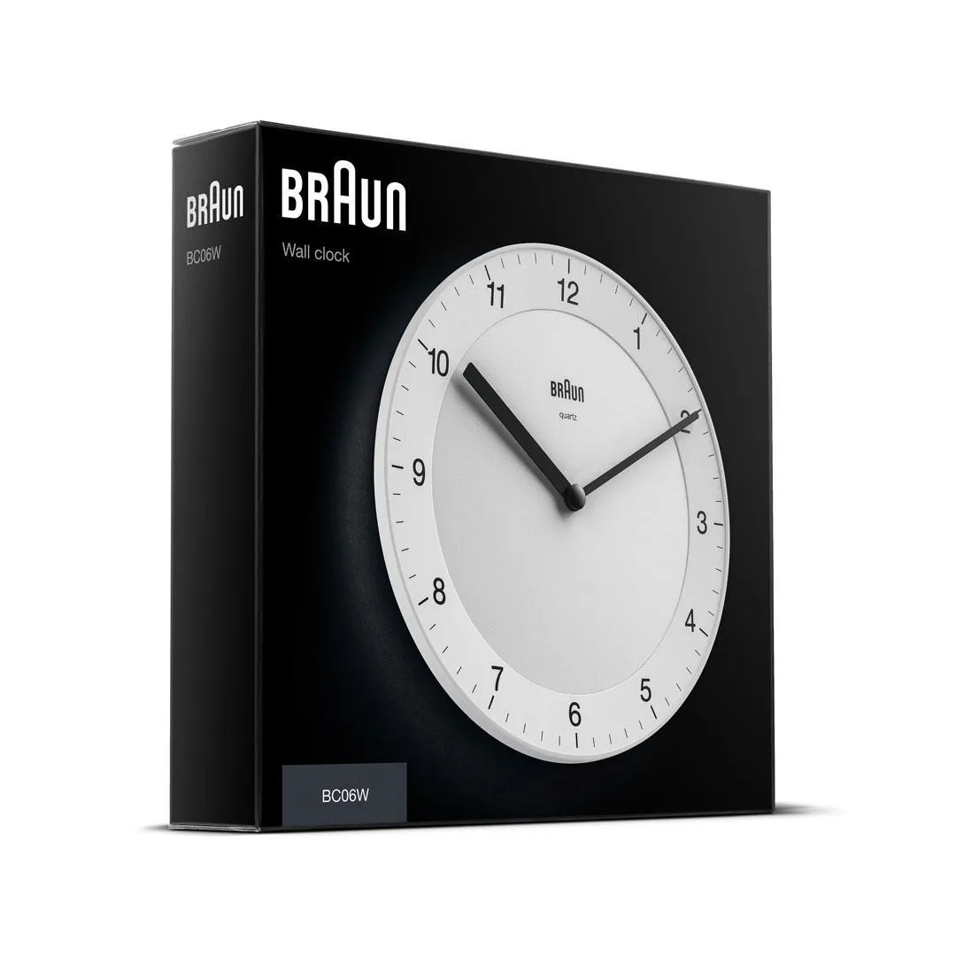 Braun BC 06 W Rund analog v&auml;ggklocka - Vit
