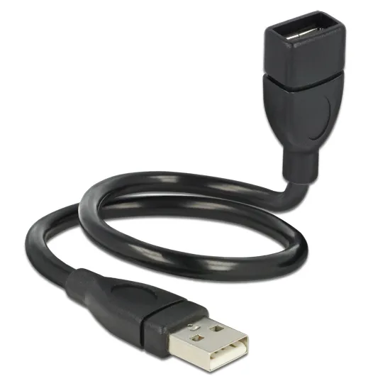 De-Lock USB-A - förlängningskabel, 0,35 m, Svart