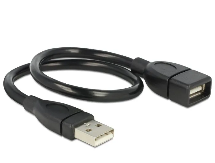 De-Lock USB-A - förlängningskabel, 0,35 m, Svart