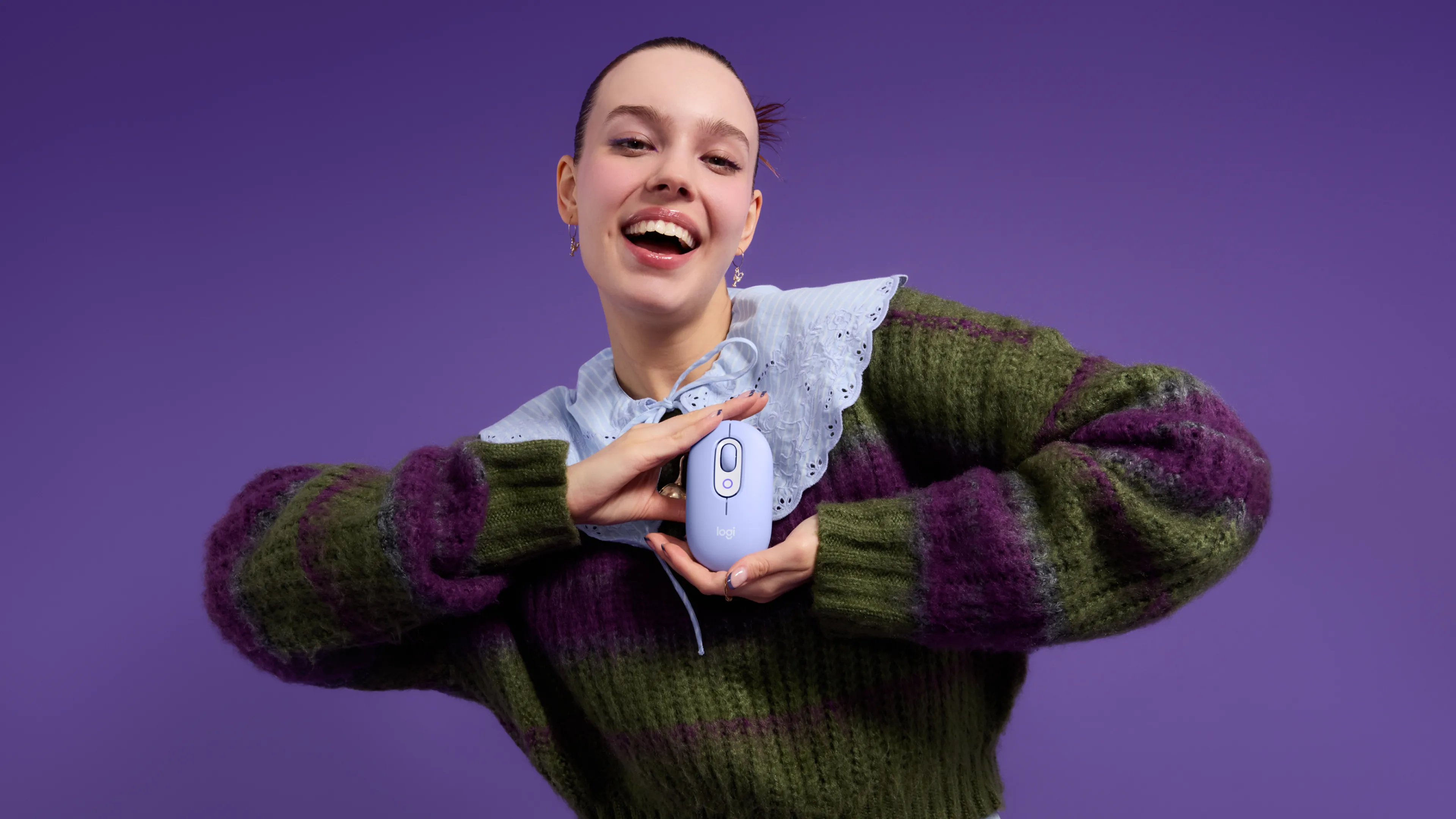 Logitech POP Mouse with Emoji tr&aring;dl&ouml;s mus, lila