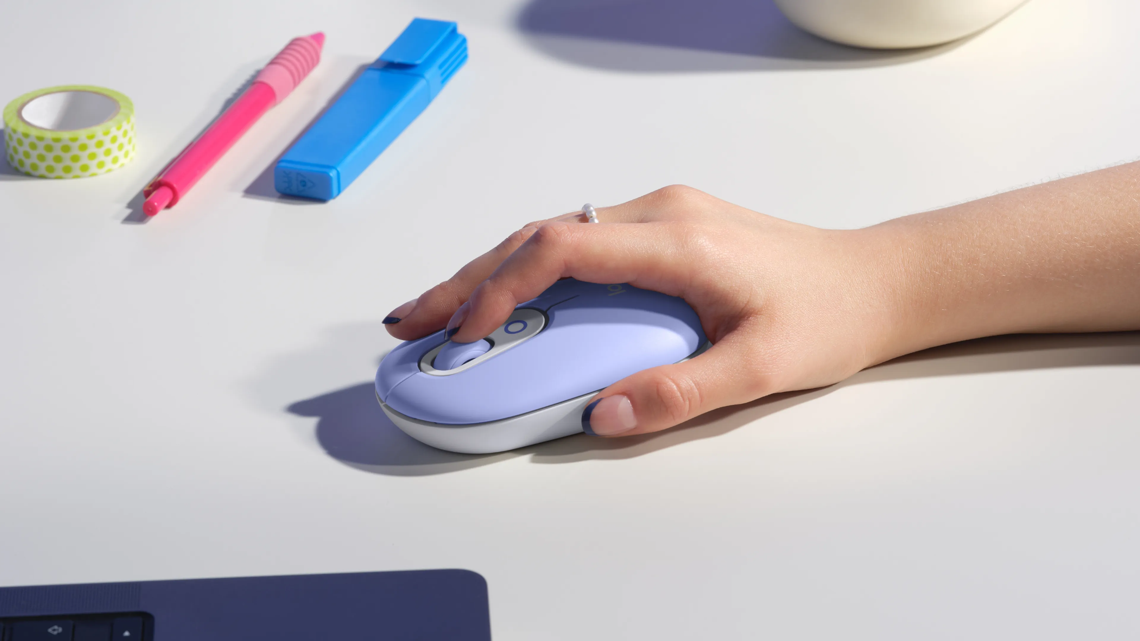 Logitech POP Mouse with Emoji tr&aring;dl&ouml;s mus, lila