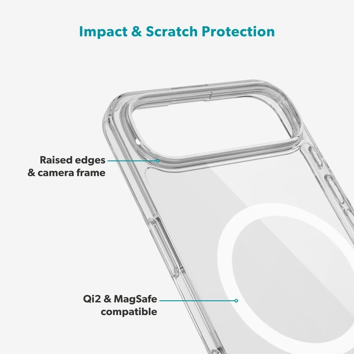 Epico Hero Mag+ Case iPhoneAir Qi2  &  MagSafe Compatible, Transparent