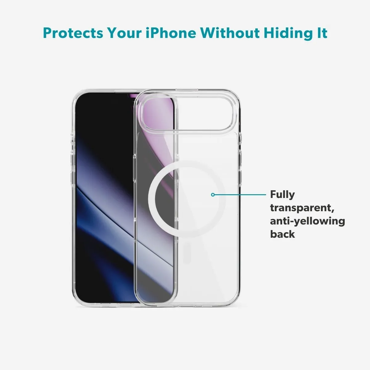 Epico Hero Mag+ Case iPhoneAir Qi2  &  MagSafe Compatible, Transparent
