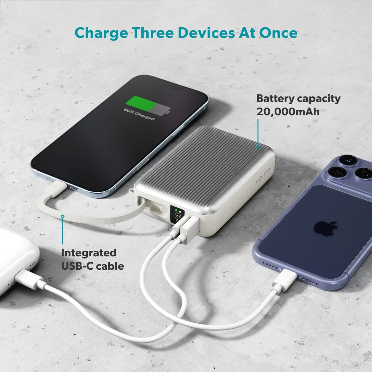 Epico UltraPack 45W 20000mAh Power Bank EP25 | Grey | Laptop-ready Power