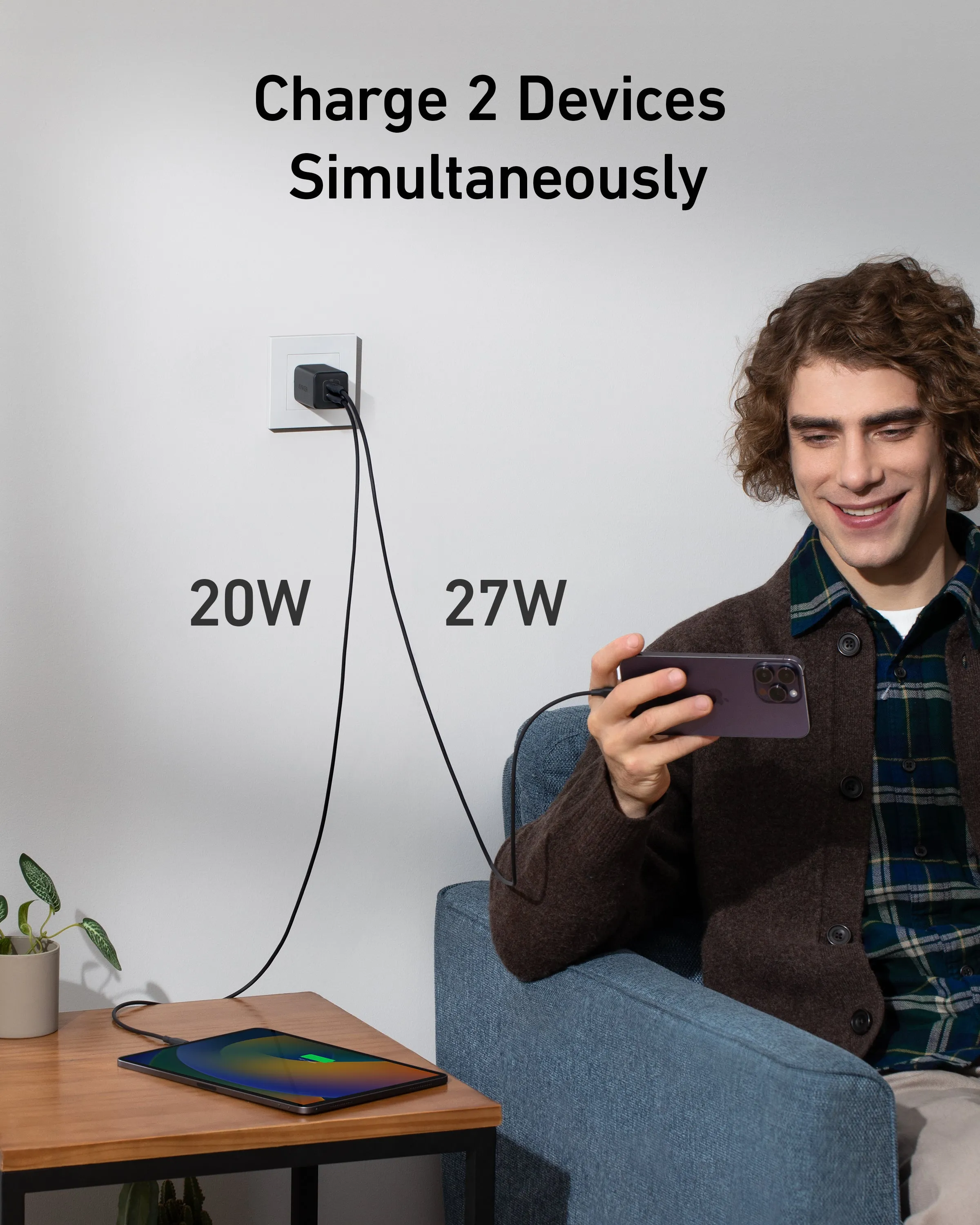Anker Nano 3 47W - Sein&auml;laturi, Valkoinen