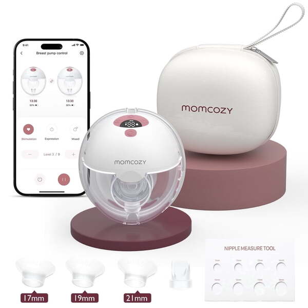 MOMCOZY M5 smart b&auml;rbar br&ouml;stpump, dubbelpaket, r&ouml;d