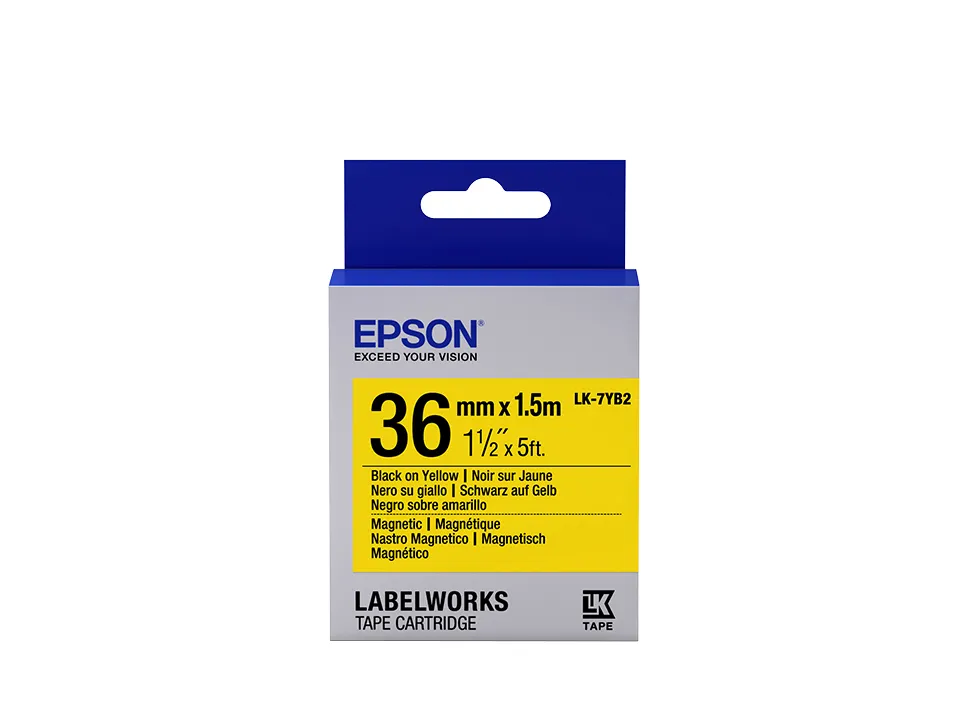Epson LabelWorks LK-7YB2 - Musta keltaisella - Roll (3.6 cm x 1.5 m) 1 rulla (rullat) magneettilipukkeet