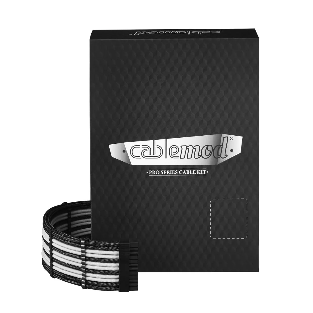 CableMod PRO ModMesh RT-Series -kaapelisarja, musta/valkoinen