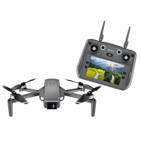 DENVER DCG-3572 Foldable Global Positioning System Drone with 2.7K Video and First-Person View Controller, gray
