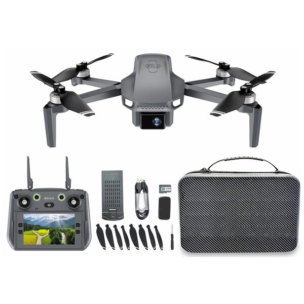 DENVER DCG-3572 Foldable Global Positioning System Drone with 2.7K Video and First-Person View Controller, gray