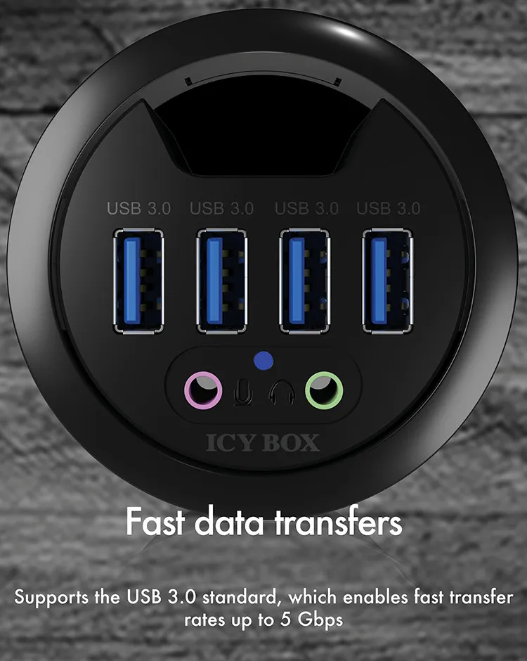 ICY BOX 4 Port USB 3.0 In-Desk Hub