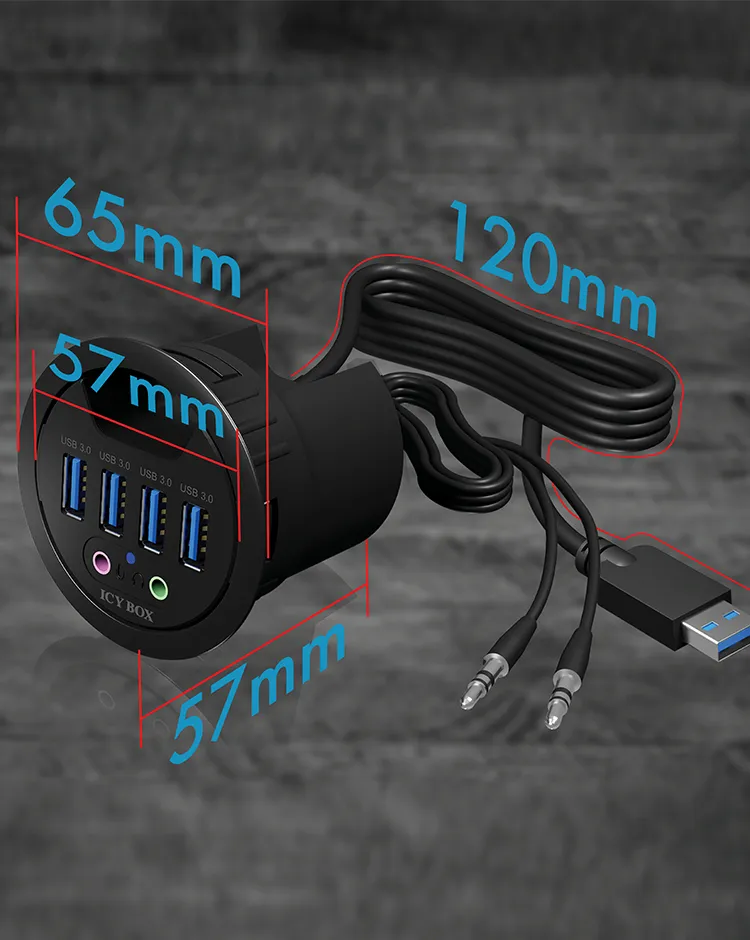 ICY BOX 4 Port USB 3.0 In-Desk Hub