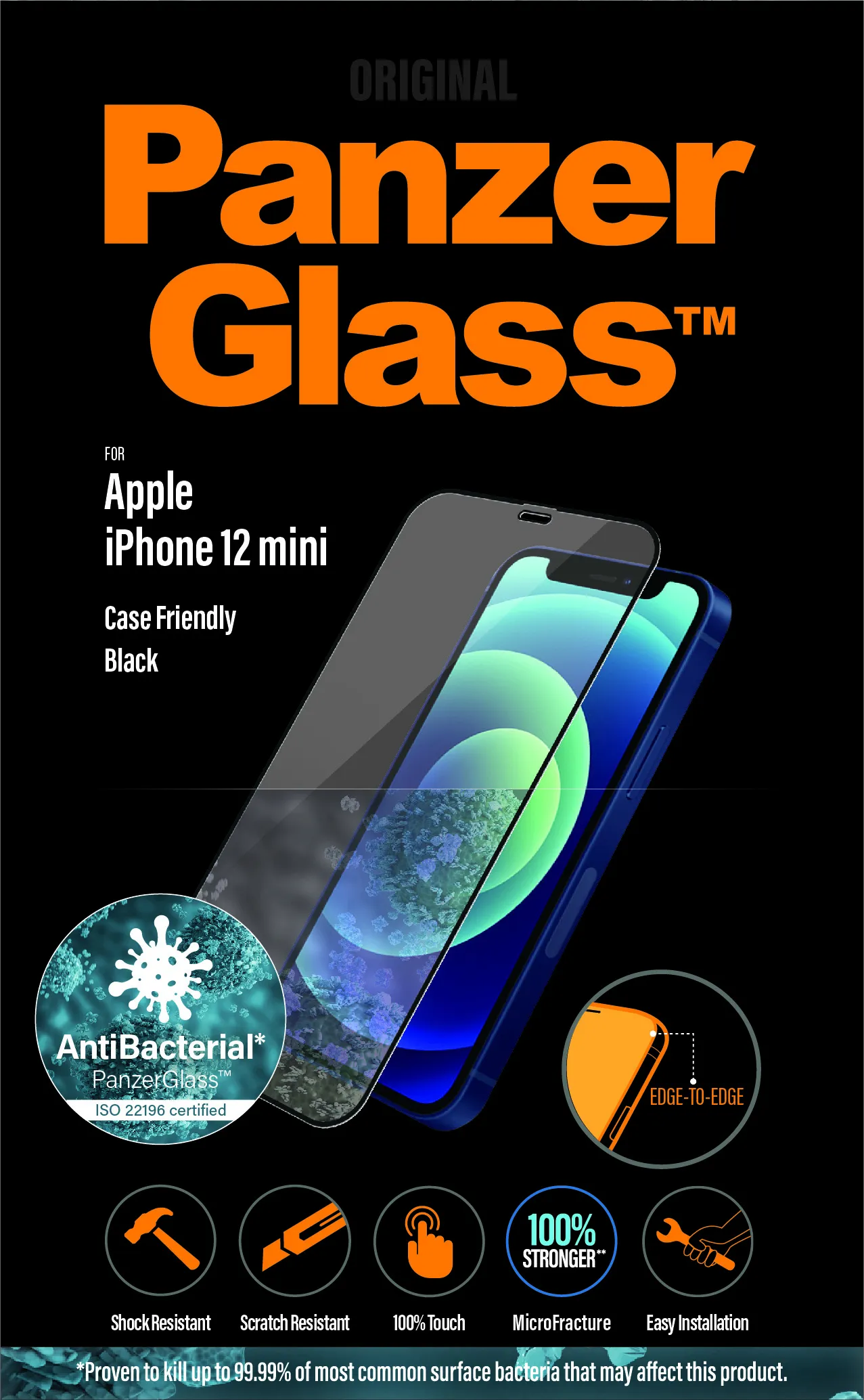 (L&ouml;yt&ouml;nurkka) PanzerGlass Case Friendly, iPhone 12 mini -panssarilasi