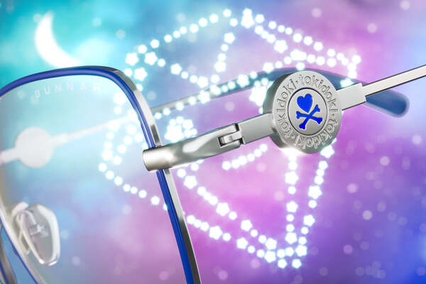 GUNNAR OPTIKS tokidoki Digital Princess datorglas&ouml;gon - Periwinkle, b&auml;rnstensf&auml;rgade linser, rostfritt st&aring;l
