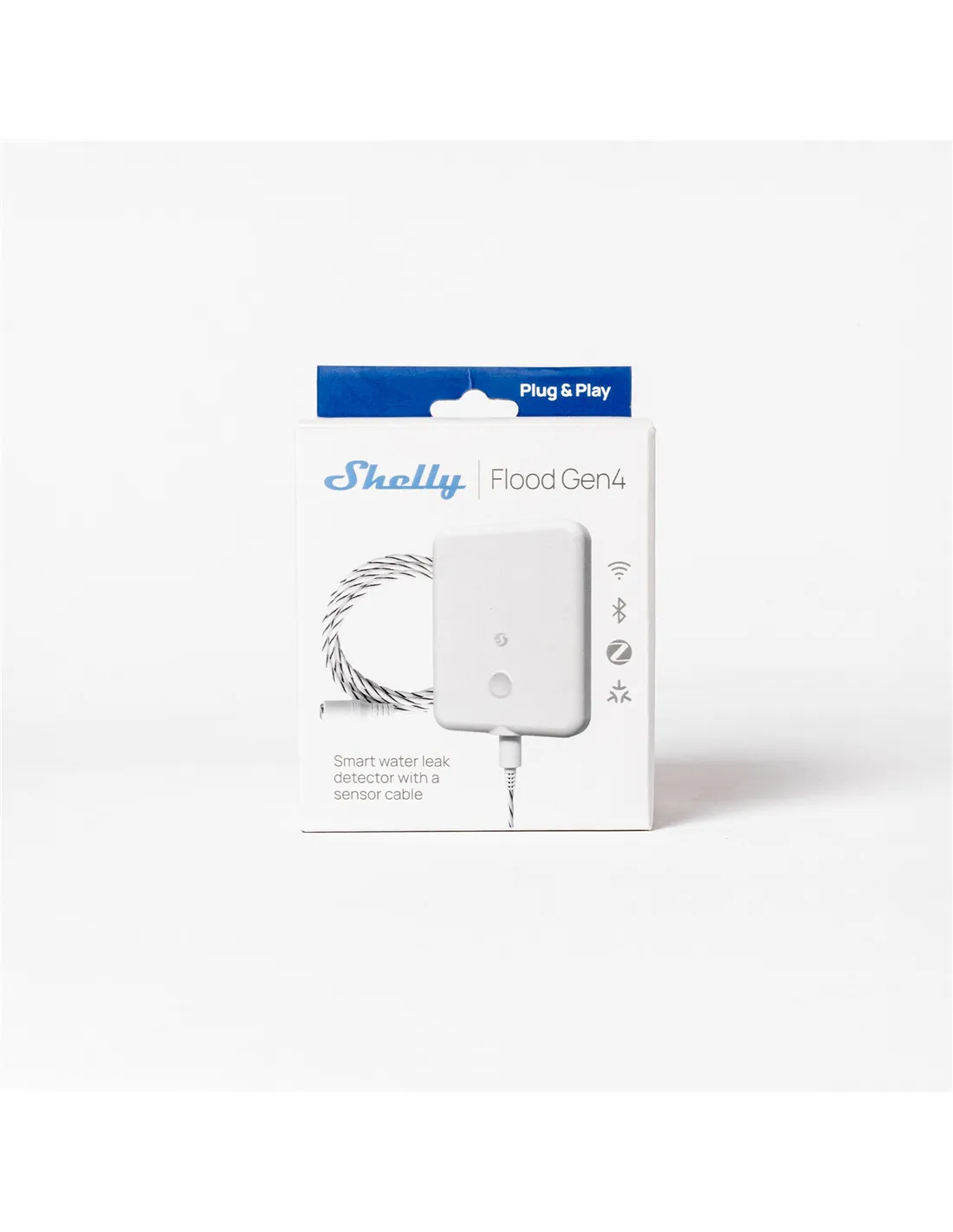 Shelly Flood Gen4 - Battery-powered leak detector with Wi-Fi, Zigbee, and Bluetooth connectivity