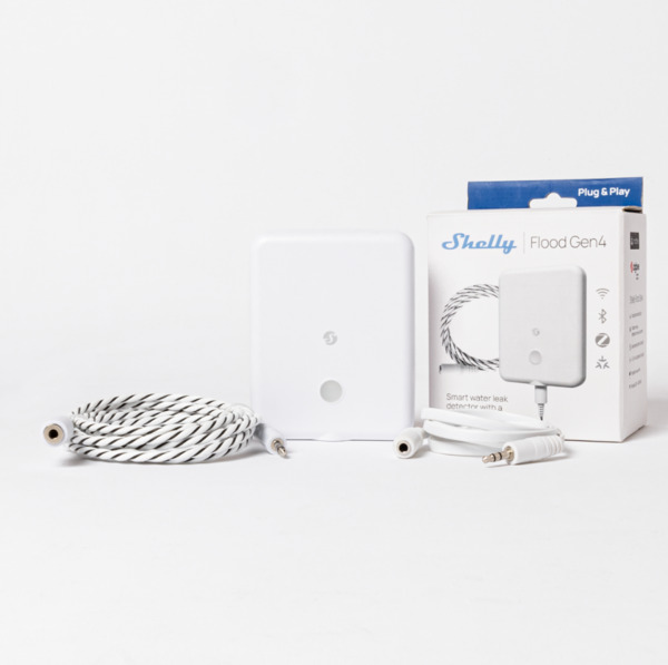 Shelly Flood Gen4 &ndash; batteridriven l&auml;ckagevarnare med Wi-Fi-, Zigbee- och Bluetooth-anslutning