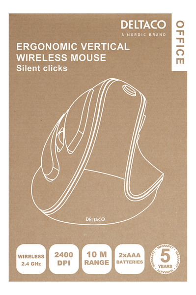 Deltaco Office Vertical Ergonomic - wireless vertical mouse, black