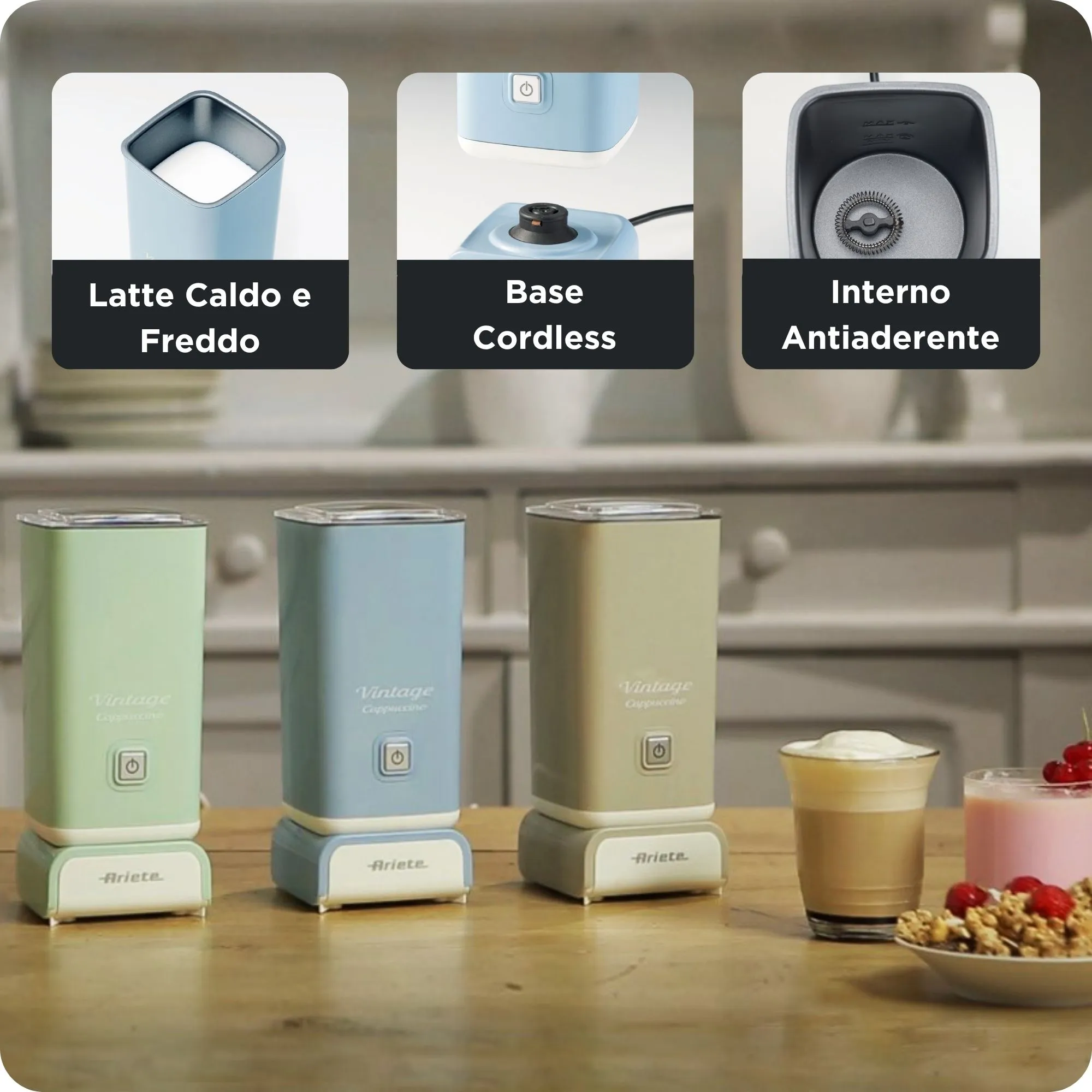 Ariete Vintage - milk frother, Blue