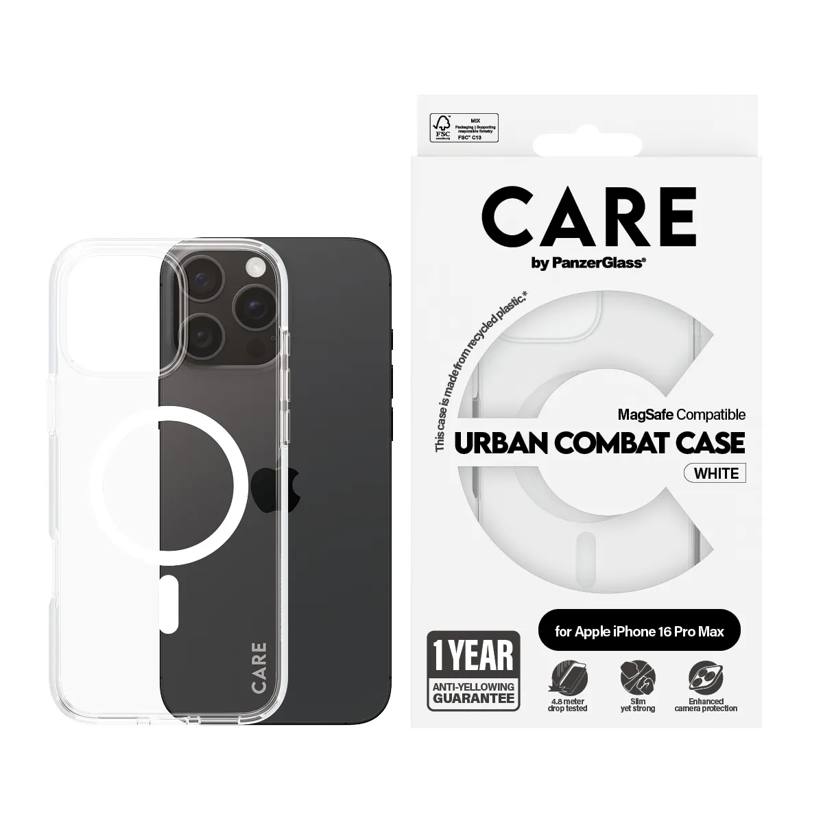 Care by PanzerGlass iPhone 16 Pro Max MagSafe Flagship skal, Vit