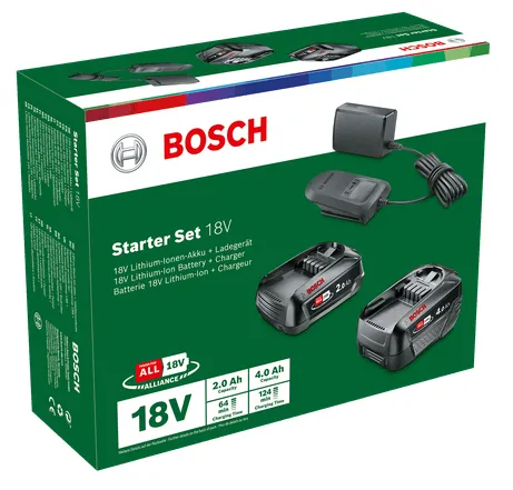 Bosch starter set 18V (PBA 2.0Ah + PBA 4.0Ah + AL 18V-20), charger (black, 2x battery + charger, POWER FOR ALL ALLIANCE)