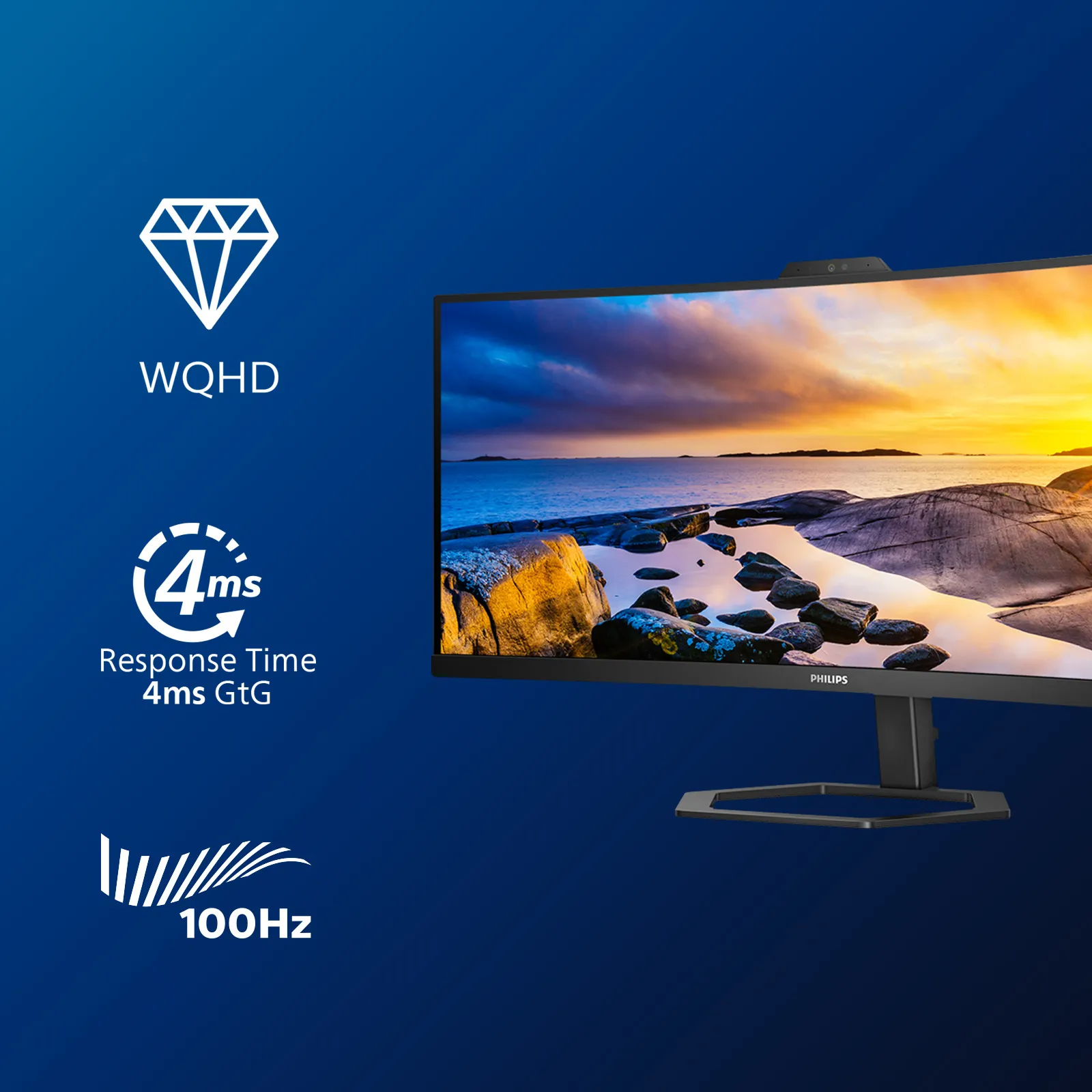 Philips 34E1C5600HE. 34&quot; 3440x1440pxl. 100Hz, Webcam, Microphone, USB-C, VA - curved monitor