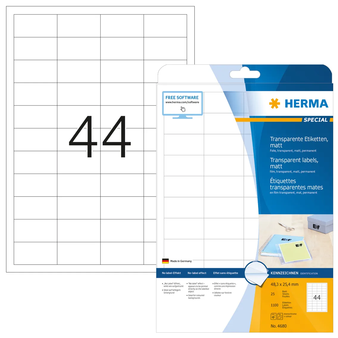 Herma label film 48,3x25,4 transp matt (1100)