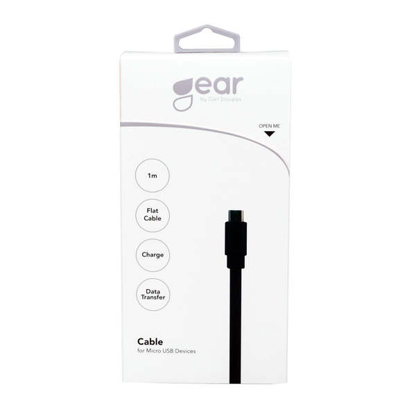 GEAR USB-A - Micro-USB B -kaapeli, 1 m, Musta