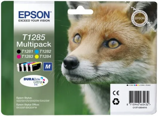 Epson T1285 Multipack - 4 pakettia - musta, keltainen, sinivihre&auml;, magenta - alkuper&auml;inen - kuplapakkaus - mustepatruuna malleihin Stylus S22, SX130, SX230, SX2