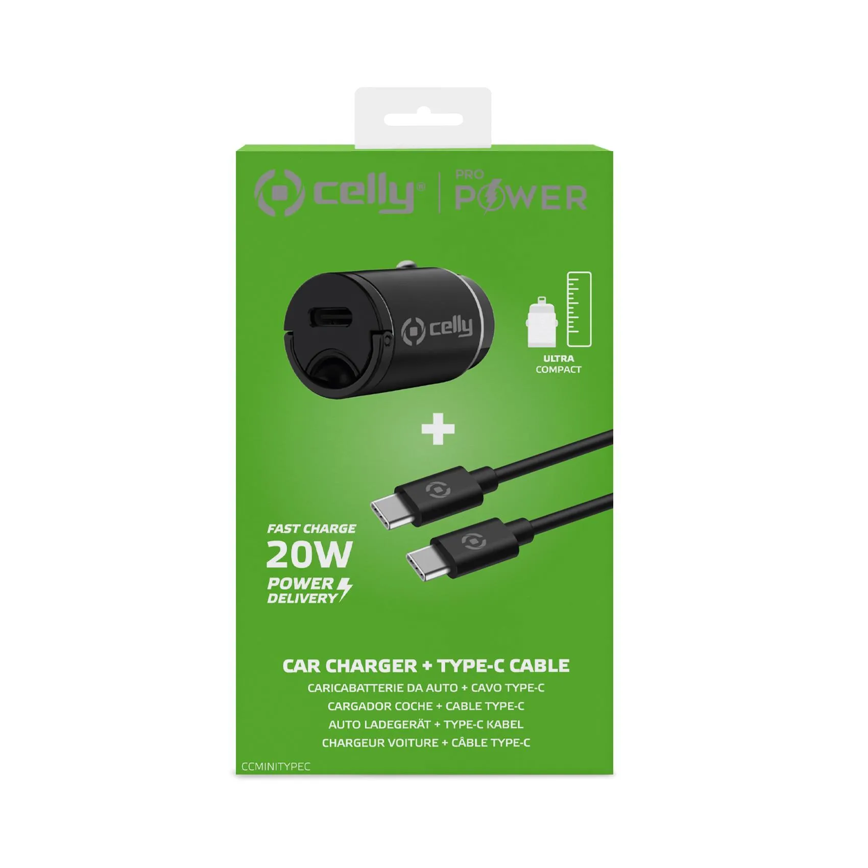 CELLY CCMINITYPEC, 1 x USB-C, 20W, PD 20W - Car Charger