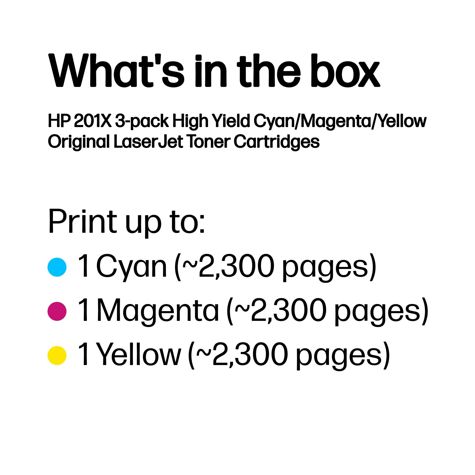 HP 201X High Yield laser toner kit, Cyan, Magenta, Yellow, 3 pcs
