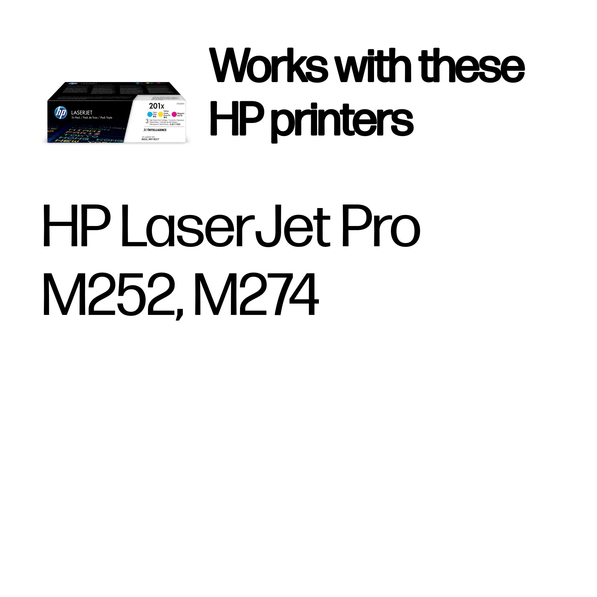 HP 201X High Yield laser toner kit, Cyan, Magenta, Yellow, 3 pcs