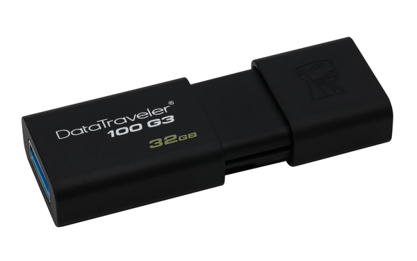 Kingston DataTraveler 100 G3 USB 3.2 Gen 1 32 Gt -muistitikku, musta