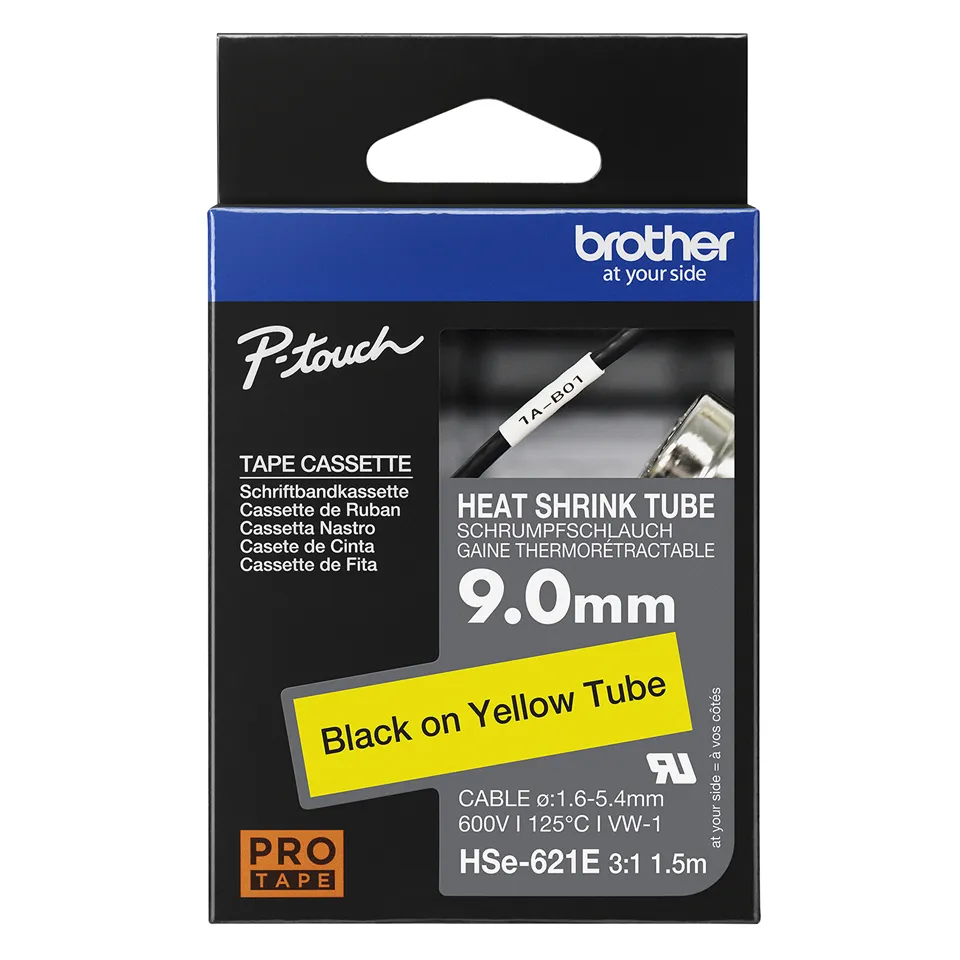 BROTHER B-ON-W HEAT SHRINK TUBE 9MM YELLOW