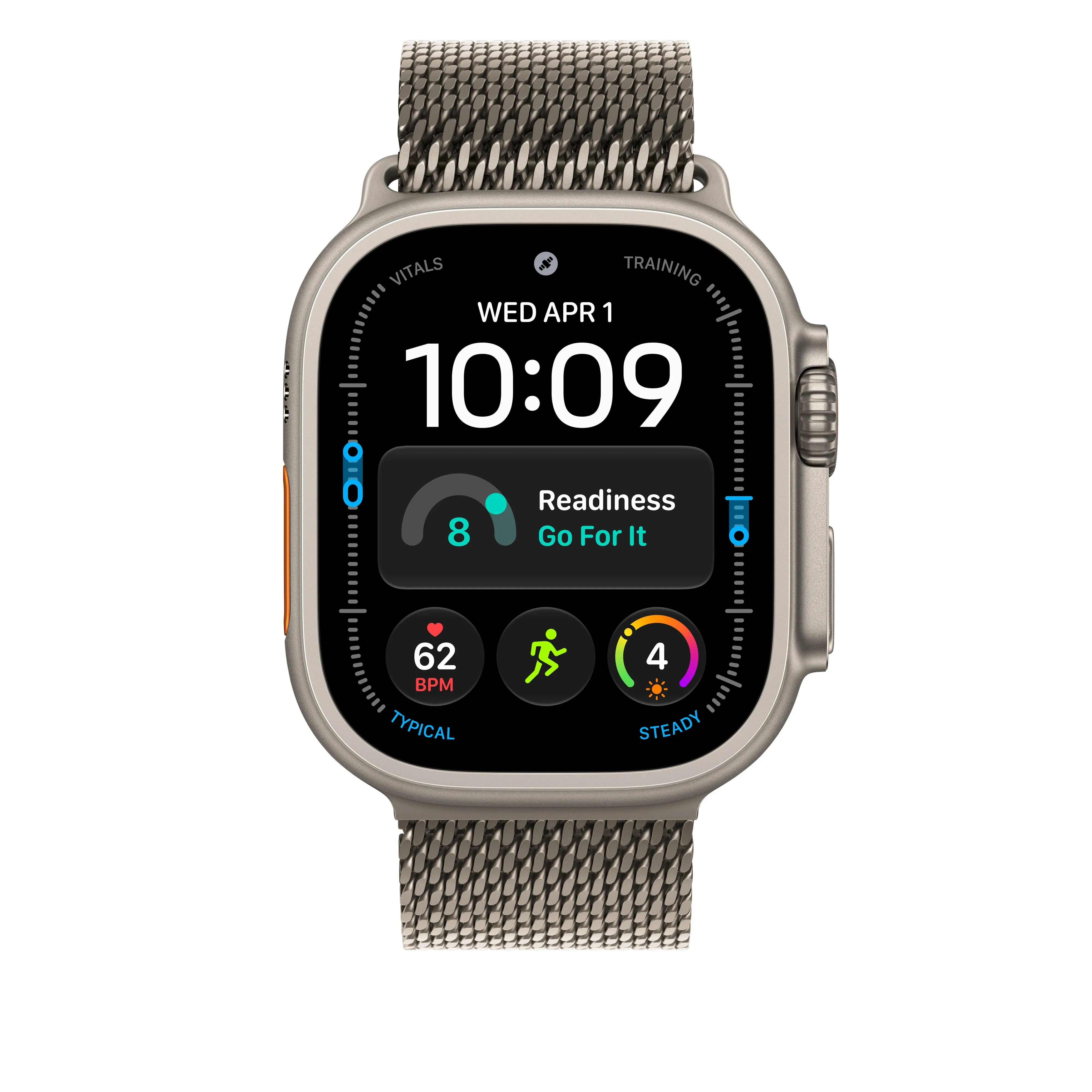 Apple Watch 49 mm luonnontitaaninen milanolaisranneke, keskikokoinen