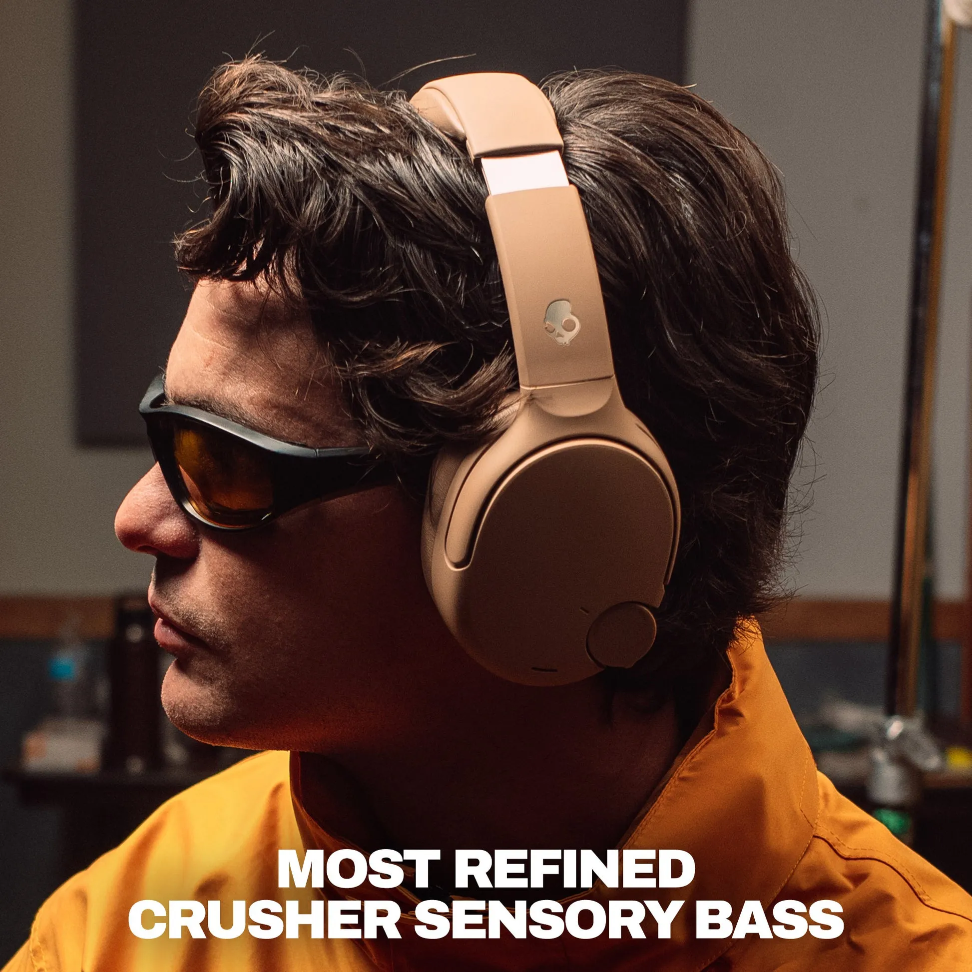 Skullcandy Crusher 1080 ANC tr&aring;dl&ouml;sa over-ear h&ouml;rlurar, ljusbrun