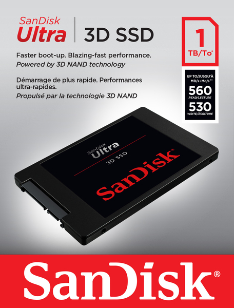 SanDisk 1TB Ultra 3D, 560 MB/s/530 MB/s, 2.5" - SSD