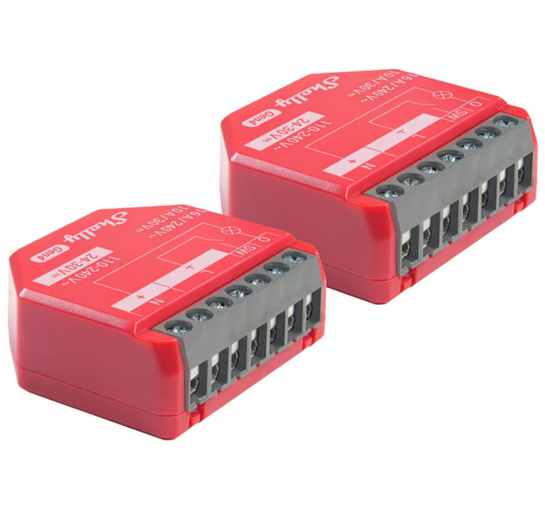Shelly 1PM Gen4 2-pack - smart switch with power monitoring, multiprotocol support